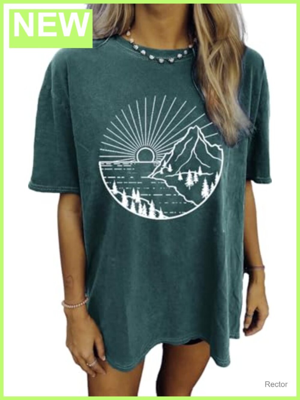 Oversized Wildflower Graphic Tee Hiking Crewneck Short Sleeve Casual Loose Top